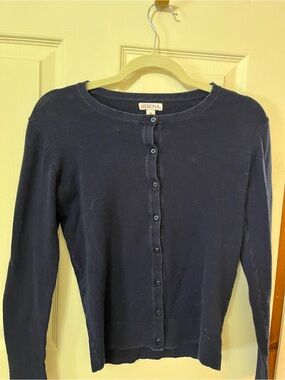 Merona Target Women's Navy Crewneck Button-Front Cardigan Sweater